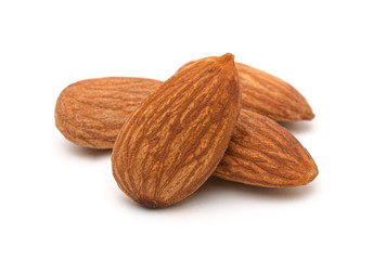 Close up,Almonds isolated on white background.
