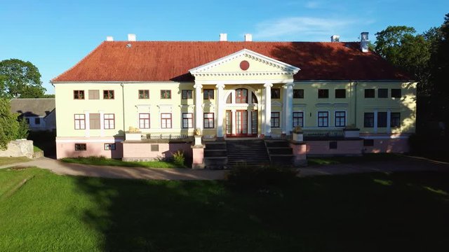 Aerial View of the  Durbe Manor Castle, Tukums, Latvia.old Mansion of Former Russian Empire.