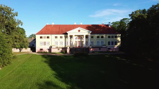 Aerial View of the  Durbe Manor Castle, Tukums, Latvia.old Mansion of Former Russian Empire.