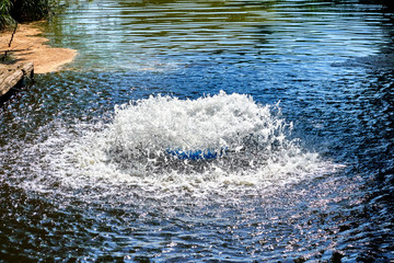 aeration system in a lake, which should increase the oxygen content of the water