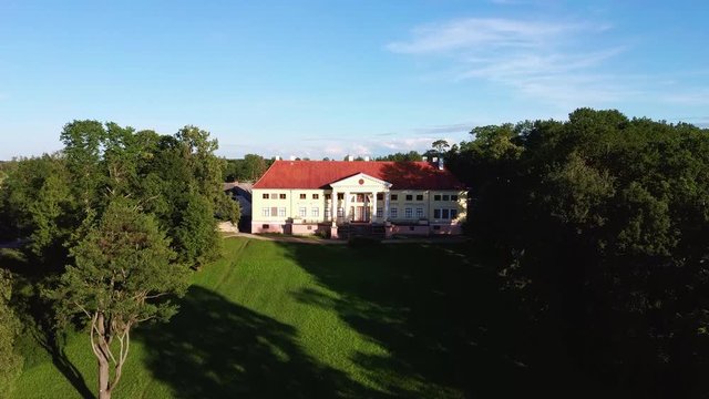 Aerial View of the  Durbe Manor Castle, Tukums, Latvia.old Mansion of Former Russian Empire.