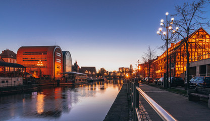 Bydgoszcz. Evening cityscape - obrazy, fototapety, plakaty