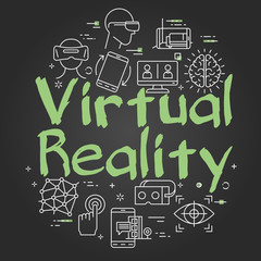 Fototapeta na wymiar Vector VR game black concept with Virtual Reality text