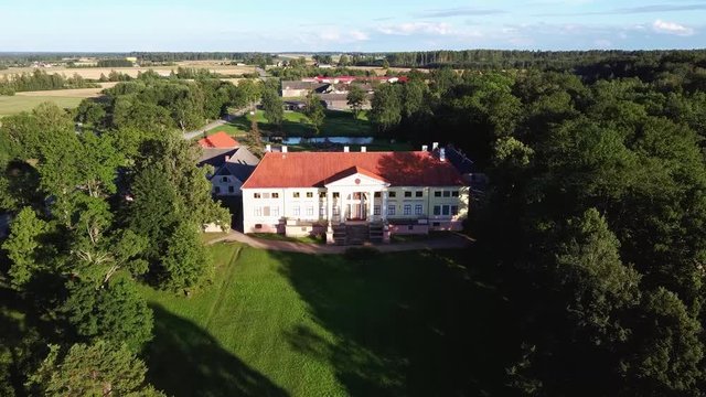 Aerial View of the  Durbe Manor Castle, Tukums, Latvia.old Mansion of Former Russian Empire.
