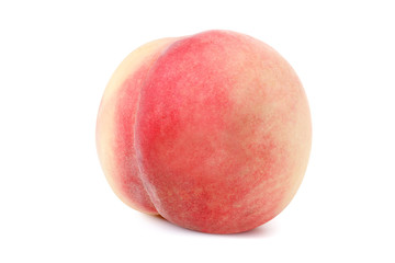 one pink peach isolated on white with peach clipping path