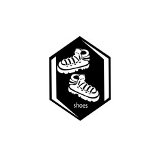 shoe logo black and white emblem design vector illustration