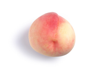 topview one pink peach isolated on white with peach clipping path
