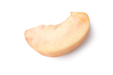 Sliced topview pink peach isolated on white with peach clipping path