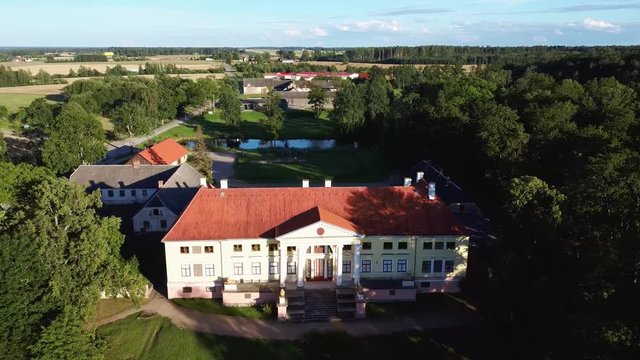 Aerial View of the  Durbe Manor Castle, Tukums, Latvia.old Mansion of Former Russian Empire.