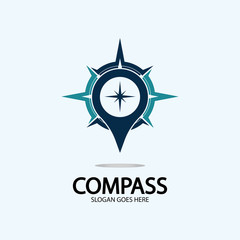 Geolocation point with compass logo illustration design concept vector