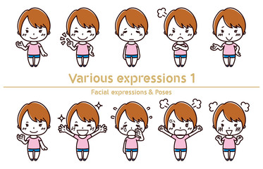Facial expressions & Poses set / Various expressions1 / Female