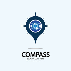 Geolocation point with compass logo illustration design concept vector