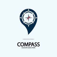 Geolocation point with compass logo illustration design concept vector
