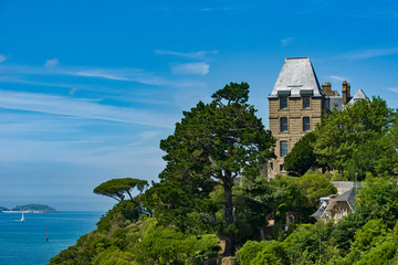 Naklejka premium historic villas in Dinard, a popular seaside resort in Brittany, France.