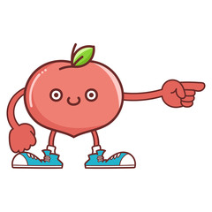 kawaii smiling peach fruit with sneakers cartoon