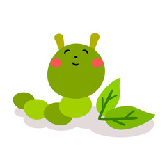 Cute Green Worm in Green Tea 