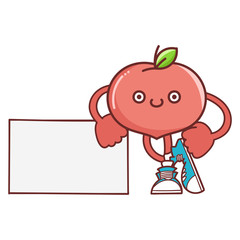 kawaii smiling peach fruit with sneakers cartoon