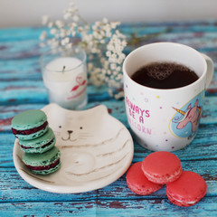 Obraz na płótnie Canvas cup of coffee and cookies
