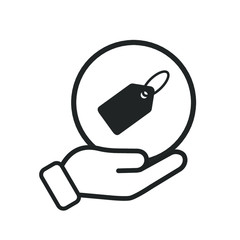 Label icon in hand. Vector illustration
