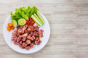 Fried fermented pork ribs tasty street food