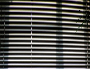 Chrome shadows at the window blind in the office. Texture, wallpaper.