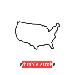 minimal editable stroke usa map icon