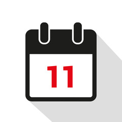 simple calendar icon 11 on white background vector illustration EPS10