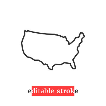 minimal editable stroke usa map icon