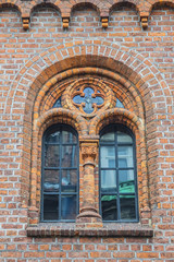 Fototapeta na wymiar Attractive, brick Gothic Town Hall (Radhus, 1852) building in Elsinore (Helsingor) in north of Zealand, Denmark.