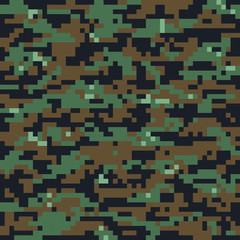 Vector seamless camo digital pixel tiger army fatigue pattern design