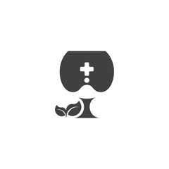 leaf glass herbal drink water symbol logo vector