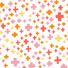 Fototapeta premium Pink, red, orange, yellow cross Abstract seamless pattern in vintage style. Artistic wallpaper abstract background. Modern graphic element