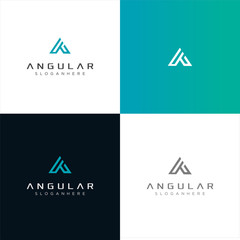 Triangle Letter A Tech Logo abstract design vector template Linear style. Initial A Tech Logo Business. Alphabet A Logo Digital Technology Hi-tech Science Maze Logotype concept icon