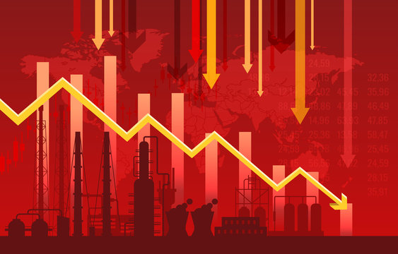 Stock market down. Financial crisis concept. Vector Illustration
