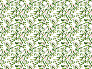 watercolor hand painted seamless olive leaf pattern