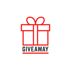 red giveway logo like thin line gift