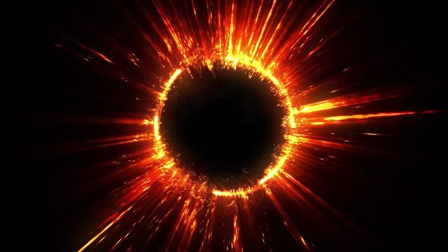 Abstract Golden Ring Of Fire Background Seamless Looping/ 4k animation of an abstract background fx with fire gold circle sparkling and spinning in seamless loop mode