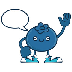 kawaii smiling blueberry fruit with sneakers cartoon