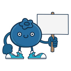 kawaii smiling blueberry fruit with sneakers cartoon
