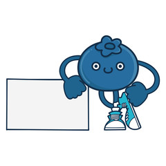 kawaii smiling blueberry fruit with sneakers cartoon