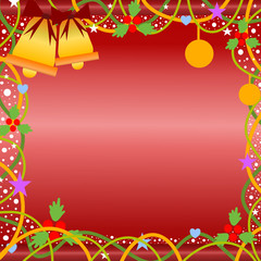 Winter background christmas new year's day snow white golden bell label frame