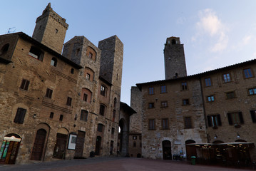 Fototapeta na wymiar Cistern Square in San Gimignano Tuscany
