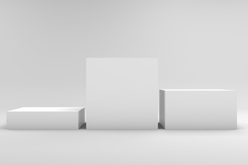 Fototapeta premium Podium in abstract white composition, 3d render, 3d illustration