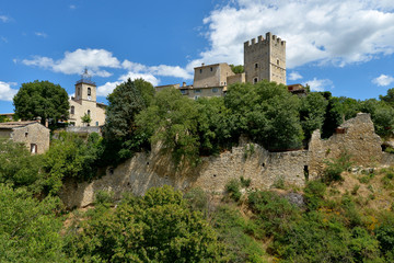 Fototapeta na wymiar Castle and church of Esparron-de-Verdon, a commune in the Alpes-de-Haute-Provence department in southeastern France. 