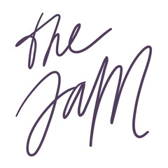 The jam. Calligraphic text, Invitation design, Typography poster. Vector template. Logo, label design element 