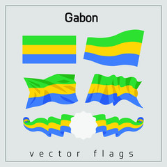 Waving vector flags of Gabon