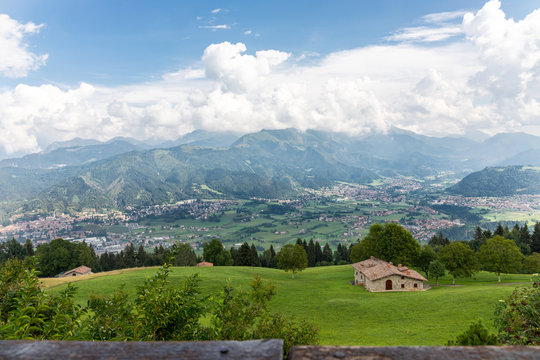 Panorama on the city of Clusone from the San Lucio refuge