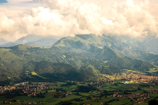 Panorama on the city of Clusone from the San Lucio refuge