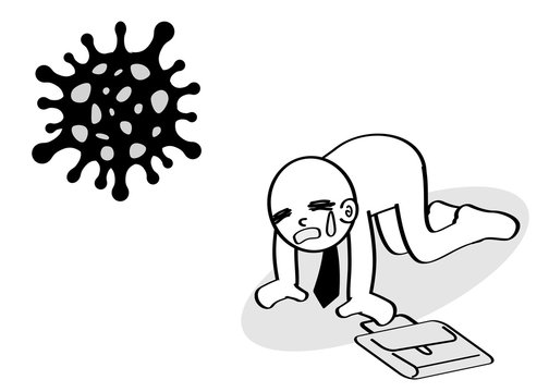 crying person, black virus, briefcase, white background clip art preview