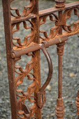 Rusted not painted iron metal garden gate